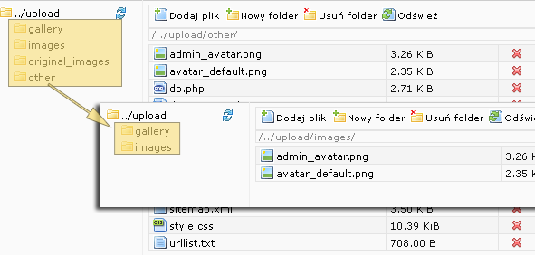 Zmiany w Mad File Manager for TinyMCE